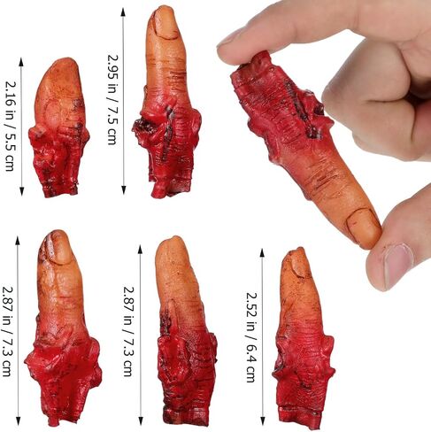Garneck 10Pcs Severed Fingers Fake Props Realistic Bloody Parts Halloween Pranks Novelty Gag Props for Haunted Houses Parties Decor in Saudi Arabia