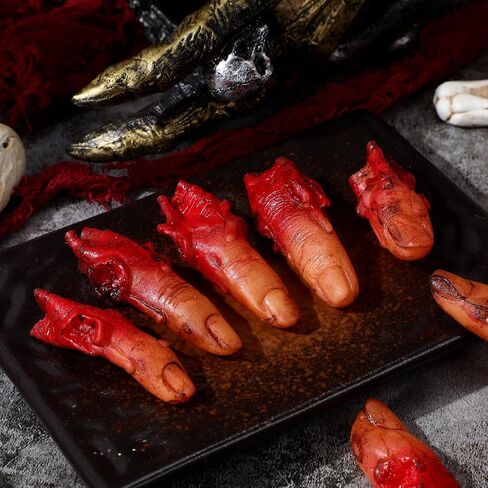 Garneck 10Pcs Severed Fingers Fake Props Realistic Bloody Parts Halloween Pranks Novelty Gag Props for Haunted Houses Parties Decor in Saudi Arabia