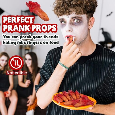 Garneck 10Pcs Severed Fingers Fake Props Realistic Bloody Parts Halloween Pranks Novelty Gag Props for Haunted Houses Parties Decor in Saudi Arabia