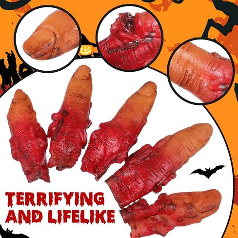 Garneck 10Pcs Severed Fingers Fake Props Realistic Bloody Parts Halloween Pranks Novelty Gag Props for Haunted Houses Parties Decor in Saudi Arabia