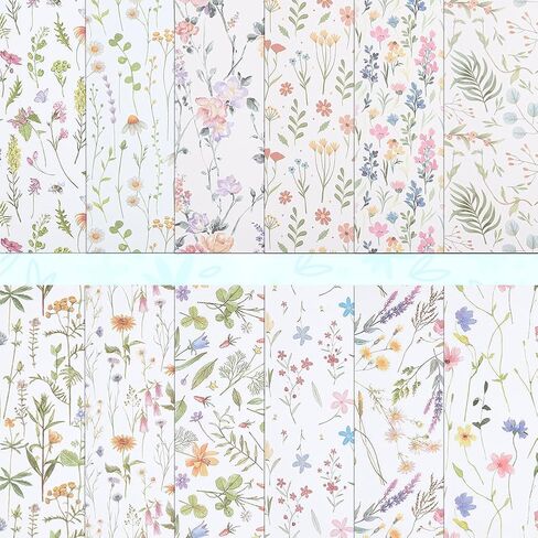 PLIGREAT 24 Sheets Blue Floral Scrapbook Paper, 12" Spring Flower Double Sided Specialty Paper Folded Flat for DIY Card Making Origami Photo Album Journal Decor DIY Background, 12 Styles in Saudi Arabia