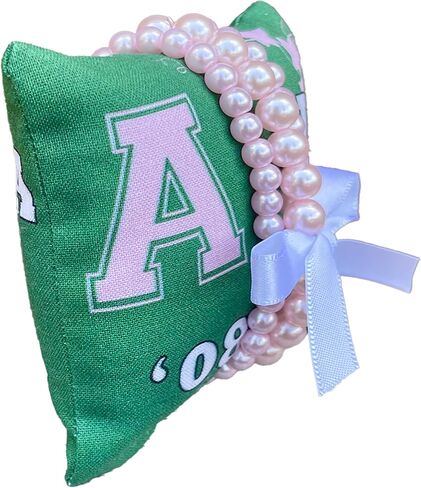 AKA Gift White Pearl Bracelets on Pink Jewelry Pillow (4in.x4in) in Saudi Arabia