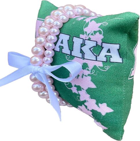 AKA Gift White Pearl Bracelets on Pink Jewelry Pillow (4in.x4in) in Saudi Arabia