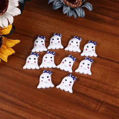 Coheali 10pcs Halloween Resin Ghost الحلي للحرف DIY ، سكرابوكينغ ، صنع المجوهرات ، 1.02*0.90*0.19 بوصة in Saudi Arabia