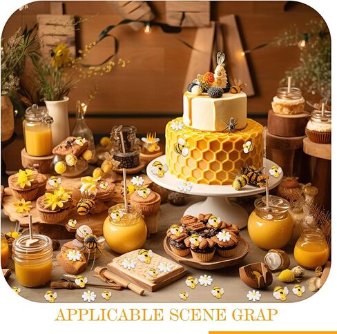 Hicarer 100 Pcs Mini Resin Bee Daisy Flower Decor 3 Sizes Tiny Flatback Embellishment Bees Decorations with Box for Craft DIY Wreath Cake Scrapbooking Home Party Decor in Saudi Arabia