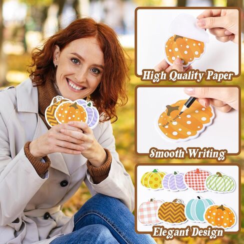 24Pcs Fall Pumpkin Sticky Notes Thanksgiving Colorful Buffalo Plaid Self-Stick Adhesive Memo Pads Autumn Harvest Seasonal Holiday Writing Notepads Gifts School Office Stationery Supplies, 480 Sheets in Kuwait