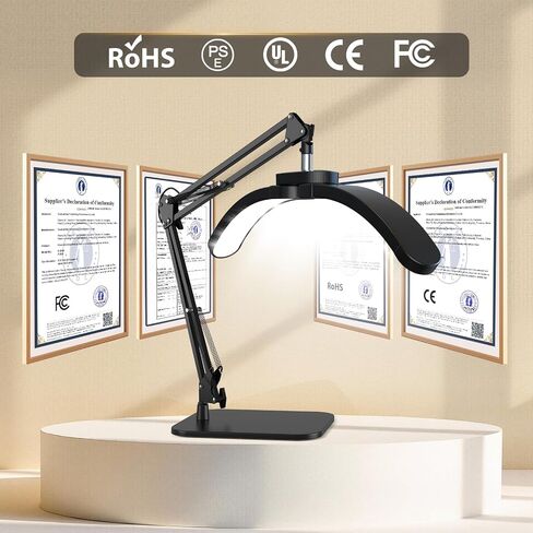 Half Moon Lamp for Nail Desk, 22W LED Lash Light with Adjustable Arm, Desk Clamp & Base, Foldable Nail Tech Lamp for Manicure, Eyelash Extensions, Beauty, Tattoo, Esthetician in Saudi Arabia