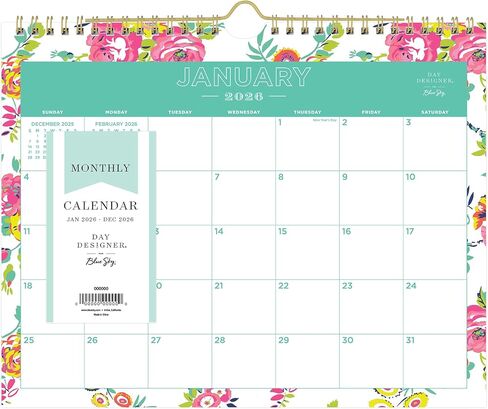 2026 Blue Sky Day Designer Monthly Wall Calendar ، 8-3/4 "× 11" ، Peyton White ، من يناير إلى ديسمبر ، 103629 in Saudi Arabia