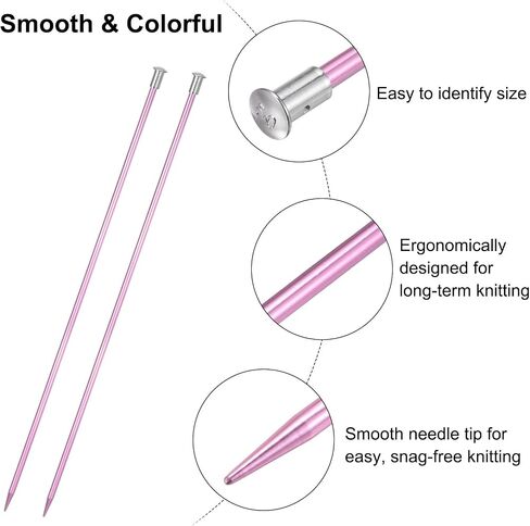 uxcell 4Pcs Aluminum Knitting Needles 6mm (US Size 10) Single Pointed Knitting Needle 13.8 Inches Length Metal Weaving Tool for Handmade Projects DIY, Light Purple in Saudi Arabia