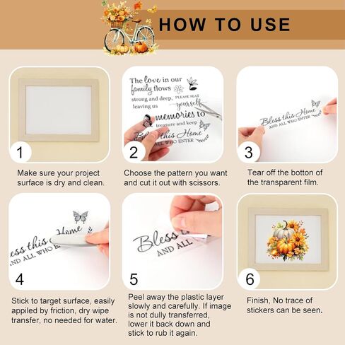 Whaline 16 Sheets Fall Rub on Transfer for Crafts Pumpkin Leaves Rub on Transfer Stickers Farmhouse Furniture Decals for Autumn Harvest Thanksgiving Party DIY Crafts, 5.5 x 5.5 Inch in Saudi Arabia