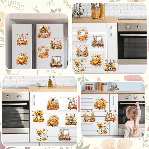 Whaline 16 Sheets Fall Rub on Transfer for Crafts Pumpkin Leaves Rub on Transfer Stickers Farmhouse Furniture Decals for Autumn Harvest Thanksgiving Party DIY Crafts, 5.5 x 5.5 Inch in Saudi Arabia