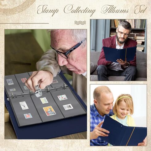 Lewtemi Collecting Collecting Collection Collection Book Collection Collection Collection 20 Pages Binder Tweezer و Loop Magnifier جمع لوازم الجمع (الأزرق ، 1/2/3/4 صفوف) in Kuwait