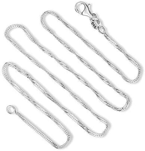925 Sterling Silver 1.2 MM Singapore Italian Chain Necklace with Lobster Claw Clasp 16-30" in Saudi Arabia