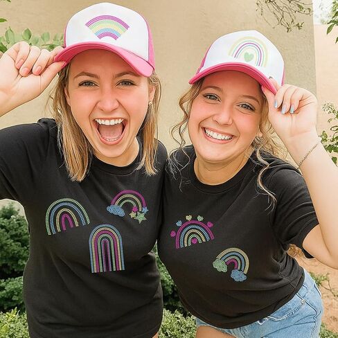 Superdant 8pcs قوس قزح الكريستال الحديد الحديد على النقل نقل DIY النقل ملصق قوس قزح بريق زخرفة النمط رينستون لوسائد القمصان 29.7x21cm in Kuwait