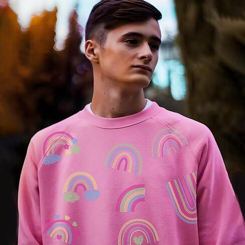 Superdant 8pcs قوس قزح الكريستال الحديد الحديد على النقل نقل DIY النقل ملصق قوس قزح بريق زخرفة النمط رينستون لوسائد القمصان 29.7x21cm in Kuwait