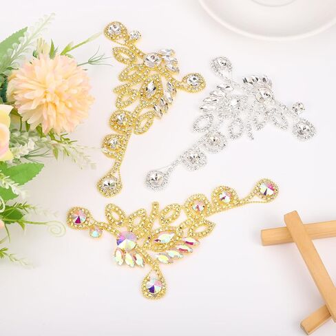 uxcell Crystal Rhinestone Hionsique ، Sew on Thebique Wedding Dress Decoration for Women DIY Assories حفل حفل زفاف AB ، Silver ، مجموعة واحدة in Saudi Arabia