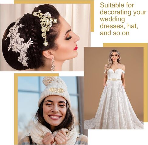 uxcell Crystal Rhinestone Hionsique ، Sew on Thebique Wedding Dress Decoration for Women DIY Assories حفل حفل زفاف AB ، Silver ، مجموعة واحدة in Saudi Arabia
