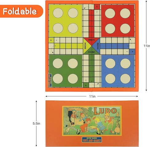 مجموعة لعبة اللوحة Ludo قابلة للطي | لعبة لوحة الأسرة الصديقة للسفر المحمولة | يتضمن 16 رمزًا للألوان ، 2 الزهر | متعة داخلية/خارجية للأطفال والكبار | لعبة الألعاب التقليدية in Kuwait