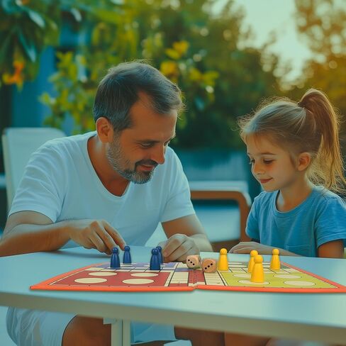 مجموعة لعبة اللوحة Ludo قابلة للطي | لعبة لوحة الأسرة الصديقة للسفر المحمولة | يتضمن 16 رمزًا للألوان ، 2 الزهر | متعة داخلية/خارجية للأطفال والكبار | لعبة الألعاب التقليدية in Kuwait