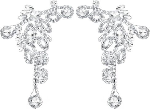 uxcell Crystal Rhinestone Hionsique ، Sew on Thebique Wedding Dress Decoration for Women DIY Assories حفل حفل زفاف AB ، Silver ، مجموعة واحدة in Saudi Arabia
