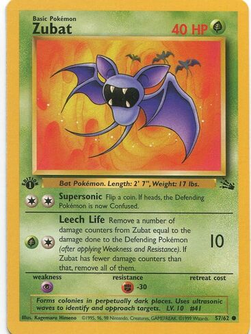 Pokemon - Zubat (57) - Fossil - 1st Edition in Saudi Arabia