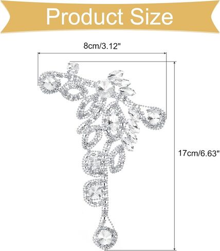 uxcell Crystal Rhinestone Hionsique ، Sew on Thebique Wedding Dress Decoration for Women DIY Assories حفل حفل زفاف AB ، Silver ، مجموعة واحدة in Saudi Arabia