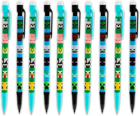 Minecraft Mechanical Pencils and Erasers Party Favors Bulk, 20 Pencils and 8 Erasers for Goodie Bags, Loot Bags, Classroom Prizes Plus More | Minecraft Party Supplies Kids, Boys, Girls in Saudi Arabia