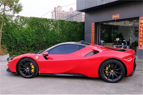 ألياف الكربون الجانبية طقم جسم الجسم الأمامي الخارق المفسد الخلفي الناشر موزع متوافق مع Ferrari SF90 جسم مجموعة الجانبية تنورة جانبية in Kuwait