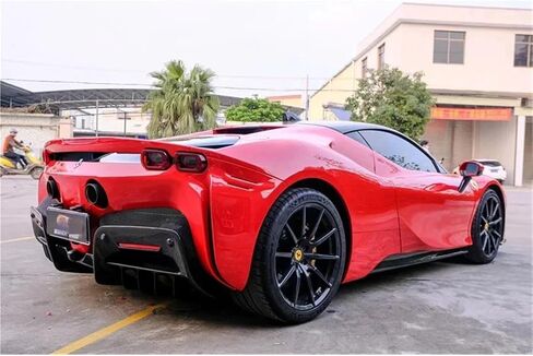 ألياف الكربون الجانبية طقم جسم الجسم الأمامي الخارق المفسد الخلفي الناشر موزع متوافق مع Ferrari SF90 جسم مجموعة الجانبية تنورة جانبية in Kuwait