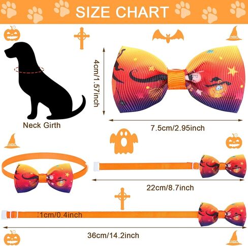 Frienda 32 Pcs Halloween Dog Bow Ties for Dogs Halloween Dog Collars Adjustable Dog Bow Ties Neckties Pumpkin Ghost Pet Bowtie Collar Accessories for Halloween Dog Pet Costume Decoration in Saudi Arabia