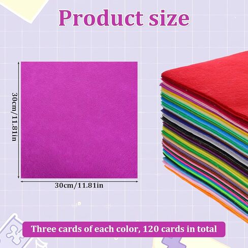 120 Pcs 12 x 12 Inch Felt Sheets for Craft Assorted Color Squares Fabric Sheets for DIY Crafts Sewing Patchwork in Kuwait