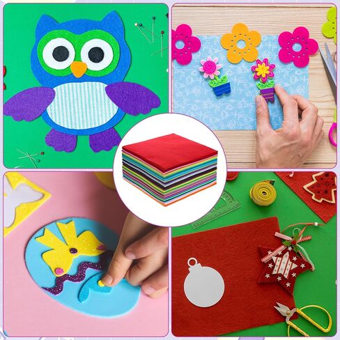 120 Pcs 12 x 12 Inch Felt Sheets for Craft Assorted Color Squares Fabric Sheets for DIY Crafts Sewing Patchwork in Kuwait