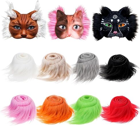 8 Pcs Faux Fur Strips for Therian Mask Fluffy Fuzzy Fake Fur Fabric for Furry Mask DIY Material, Perfect for Crafts and Cosplay in Saudi Arabia