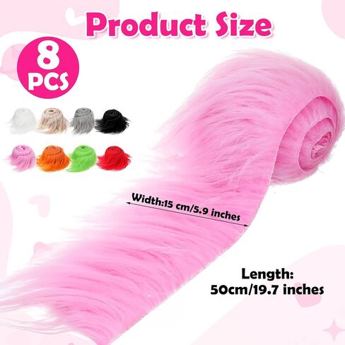 8 Pcs Faux Fur Strips for Therian Mask Fluffy Fuzzy Fake Fur Fabric for Furry Mask DIY Material, Perfect for Crafts and Cosplay in Saudi Arabia