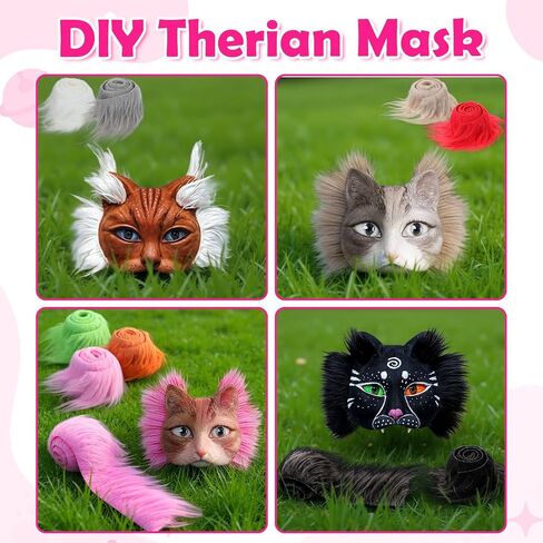 8 Pcs Faux Fur Strips for Therian Mask Fluffy Fuzzy Fake Fur Fabric for Furry Mask DIY Material, Perfect for Crafts and Cosplay in Saudi Arabia
