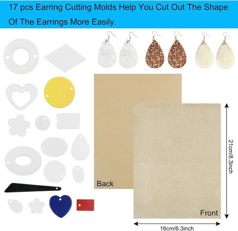Leather Earring Making Kit - 24pcs Cricut Faux Leather Sheets for Earrings Making - 8.3" x 6.3" Each - Fabric and Tool for DIY Earrings - Jewelry Hair Bows Crafts Supplies for Beginners in Saudi Arabia
