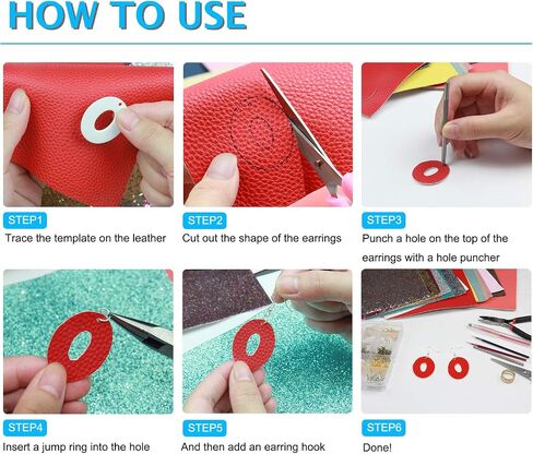 Leather Earring Making Kit - 24pcs Cricut Faux Leather Sheets for Earrings Making - 8.3" x 6.3" Each - Fabric and Tool for DIY Earrings - Jewelry Hair Bows Crafts Supplies for Beginners in Saudi Arabia