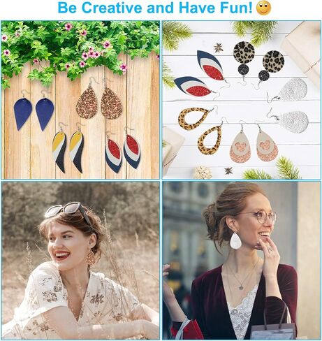 Leather Earring Making Kit - 24pcs Cricut Faux Leather Sheets for Earrings Making - 8.3" x 6.3" Each - Fabric and Tool for DIY Earrings - Jewelry Hair Bows Crafts Supplies for Beginners in Saudi Arabia