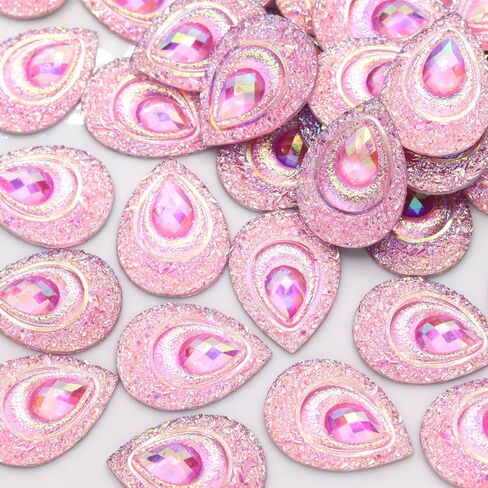 50 pcs راتنج ملون إسقاط طاووس العين راينستون ، ملم ماء إسقاط راتنجات الظهير ، للأكياس ، واللباس ، والأحذية ، والحرف المزخرفة الزفاف ديي (أخضر فاتح) in Kuwait