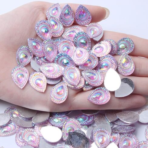 50 pcs راتنج ملون إسقاط طاووس العين راينستون ، ملم ماء إسقاط راتنجات الظهير ، للأكياس ، واللباس ، والأحذية ، والحرف المزخرفة الزفاف ديي (أخضر فاتح) in Kuwait