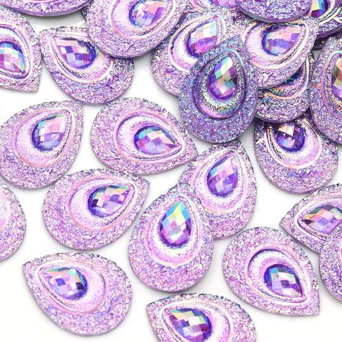 50 pcs راتنج ملون إسقاط طاووس العين راينستون ، ملم ماء إسقاط راتنجات الظهير ، للأكياس ، واللباس ، والأحذية ، والحرف المزخرفة الزفاف ديي (أخضر فاتح) in Kuwait