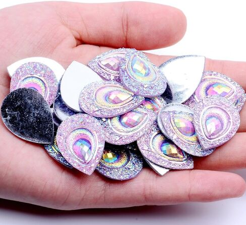 50 pcs راتنج ملون إسقاط طاووس العين راينستون ، ملم ماء إسقاط راتنجات الظهير ، للأكياس ، واللباس ، والأحذية ، والحرف المزخرفة الزفاف ديي (أخضر فاتح) in Kuwait