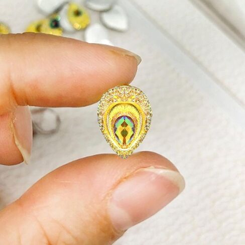 50 pcs راتنج ملون إسقاط طاووس العين راينستون ، ملم ماء إسقاط راتنجات الظهير ، للأكياس ، واللباس ، والأحذية ، والحرف المزخرفة الزفاف ديي (أخضر فاتح) in Kuwait