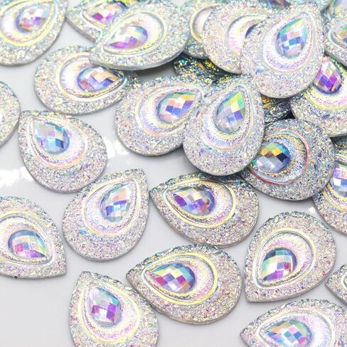 50 pcs راتنج ملون إسقاط طاووس العين راينستون ، ملم ماء إسقاط راتنجات الظهير ، للأكياس ، واللباس ، والأحذية ، والحرف المزخرفة الزفاف ديي (أخضر فاتح) in Kuwait