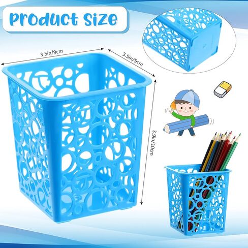 24 Pack Pency Holder Pen Coups for Classroom ، منظم تخزين مكتب سطح المكتب الملون ، 4 ألوان جوفاء مربع قلم قلم رصاص سلة حامل لتنظيم المدرسة in Kuwait