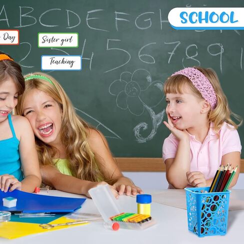 24 Pack Pency Holder Pen Coups for Classroom ، منظم تخزين مكتب سطح المكتب الملون ، 4 ألوان جوفاء مربع قلم قلم رصاص سلة حامل لتنظيم المدرسة in Kuwait