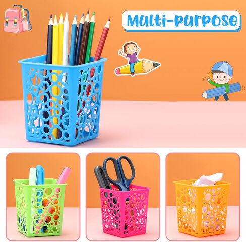 24 Pack Pency Holder Pen Coups for Classroom ، منظم تخزين مكتب سطح المكتب الملون ، 4 ألوان جوفاء مربع قلم قلم رصاص سلة حامل لتنظيم المدرسة in Kuwait