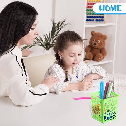 24 Pack Pency Holder Pen Coups for Classroom ، منظم تخزين مكتب سطح المكتب الملون ، 4 ألوان جوفاء مربع قلم قلم رصاص سلة حامل لتنظيم المدرسة in Kuwait