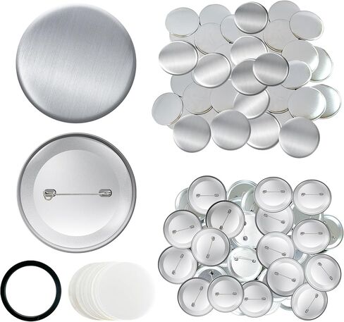 150 PCS Button Maker Supplies 58 مم/2.28 بوصة لوازم الأزرار ، و 50pcs غطاء معدني مقاوم للصدأ والغطاء الخلفي للدسم الهولندي والأفلام الصافية لآلة شارة دبوس DIY in Kuwait