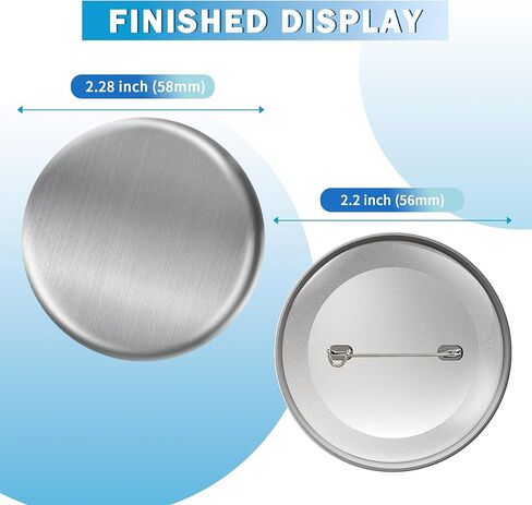 150 PCS Button Maker Supplies 58 مم/2.28 بوصة لوازم الأزرار ، و 50pcs غطاء معدني مقاوم للصدأ والغطاء الخلفي للدسم الهولندي والأفلام الصافية لآلة شارة دبوس DIY in Kuwait